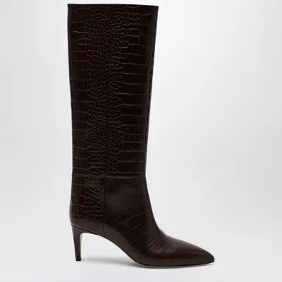 Paris Texas Chocolate Boots With Crocodile Print In Brown