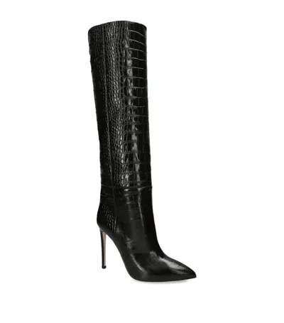 Paris Texas Croc-embossed Knee-high Boots 105 In Black