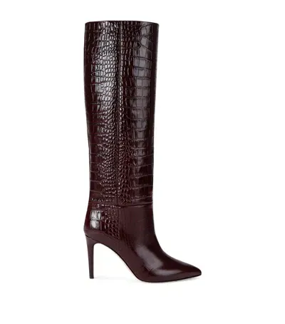 Paris Texas Croc-embossed Leather Knee-high Boots 85 In Burgundy