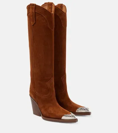 Paris Texas El Dorado Embellished Suede Knee-high Boots In Brown