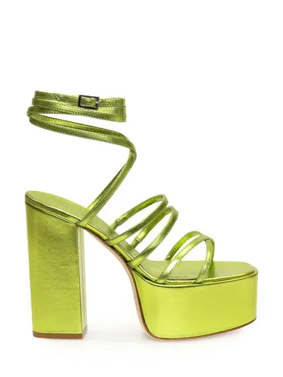 Paris Texas Melena 135mm Metallic Platform Sandals In Green