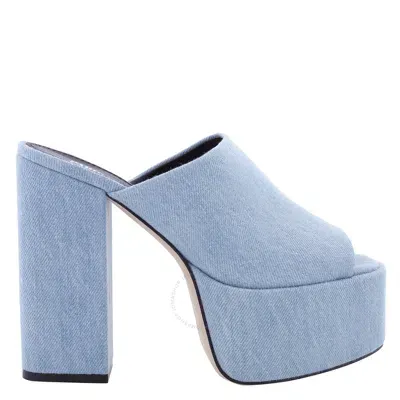 Paris Texas Sasha 140mm Denim Platform Mules In Blue