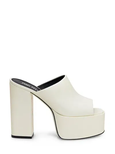 Paris Texas Sasha Leather Platform Mules In White