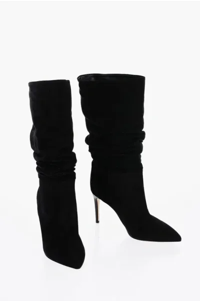 Paris Texas Suede Booties With Point Toe 9cm In Black