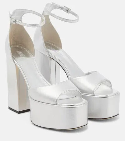 Paris Texas Tatiana Leather Platform Sandals In Metallic Silver