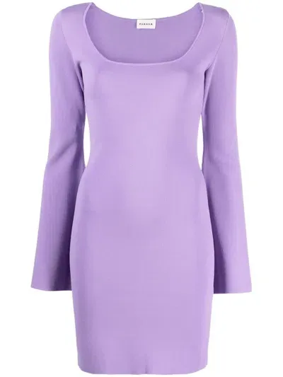 P.a.r.o.s.h Abito Bell-sleeve Mini Dress In Purple