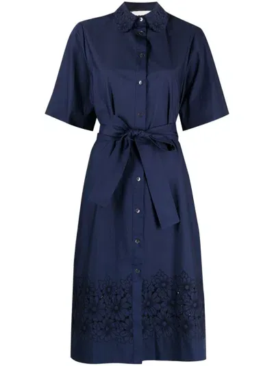 P.a.r.o.s.h Belted Midi Shirt Dress In Blau