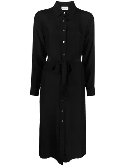 P.a.r.o.s.h Belted Silk Shirt Dress In Black