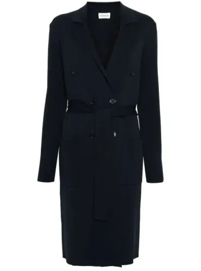 P.a.r.o.s.h Knitted Double-breasted Midi Coat In Blue