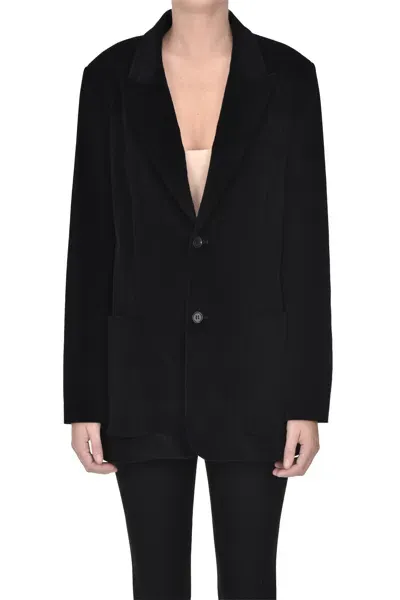 P.a.r.o.s.h Corduroy Velvet Blazer In Black