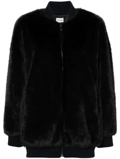 P.a.r.o.s.h Faux-fur Bomber Jacket In Grigio Scuro