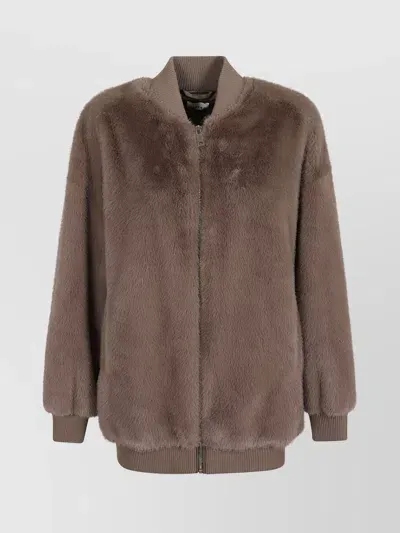 P.a.r.o.s.h Eco Fur Jacket In Brown