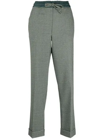 P.a.r.o.s.h . Fine-check Tapered Cropped Trousers In Green