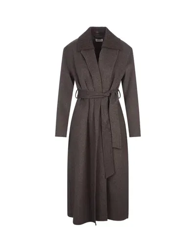 P.a.r.o.s.h Leak Coat In Brown Wool Double