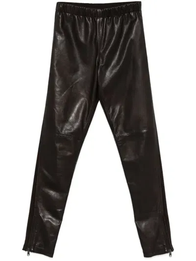 P.a.r.o.s.h Parosh Leather Leggings In Black