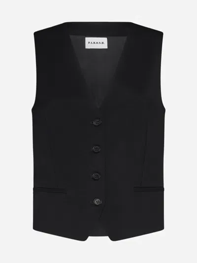 P.a.r.o.s.h Lilux Stretch Wool Vest In Nero