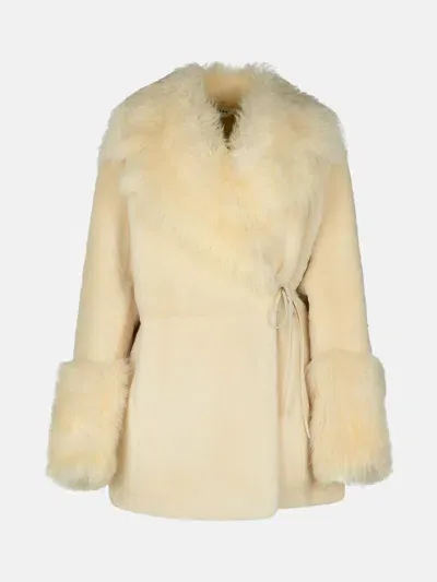 P.a.r.o.s.h 'morris' Sheepskin Jacket In A Leather And Cream Fabric Blend