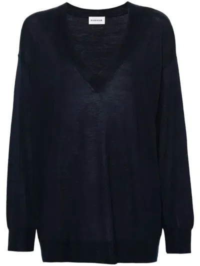 P.a.r.o.s.h Oversized V Neck Sweater In Blue