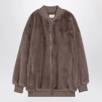 P.a.r.o.s.h Dove-coloured Faux Fur Bomber Jacket In Brown