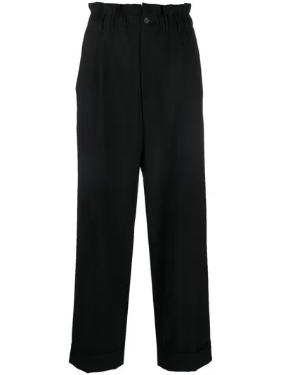 P.a.r.o.s.h . Paperbag-waist Straight Leg Trousers In Black