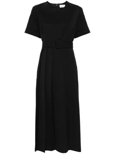 P.a.r.o.s.h Pleat-detailed Midi Dress In Black