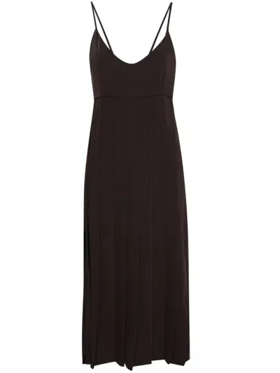 P.a.r.o.s.h Pleated Midi Dress In Brown