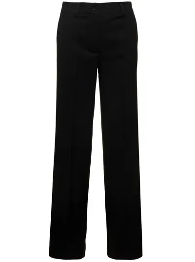 P.a.r.o.s.h Twill Wide Tailored Trousers In Nero