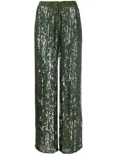 P.a.r.o.s.h Sequin Wide-leg Trousers In Green