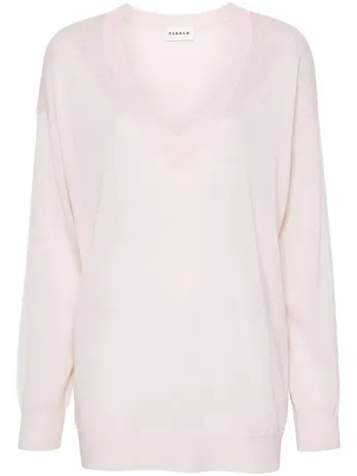 P.a.r.o.s.h V-neck Wool-silk Jumper In Pink