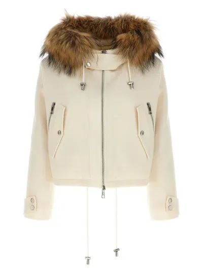 P.a.r.o.s.h Short Parka With Fur Coat In White