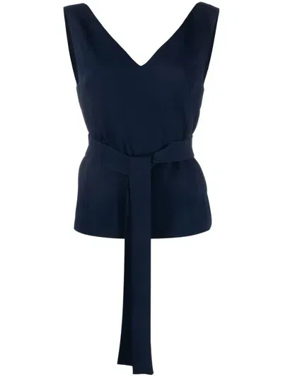 P.a.r.o.s.h Sleeveless Belted Top In Blue