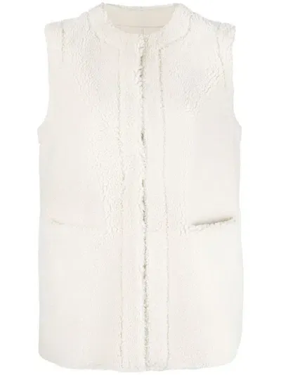 P.a.r.o.s.h Sleeveless Shearling Jacket In Weiss