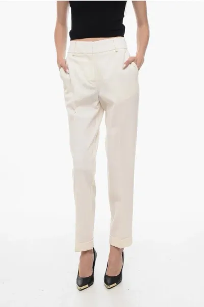 P.a.r.o.s.h Straight-fit Pants With Cuffed Hem In White