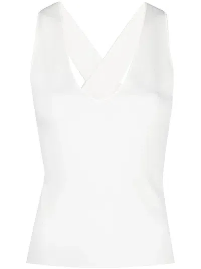 P.a.r.o.s.h V-neck Fine-knit Top In White