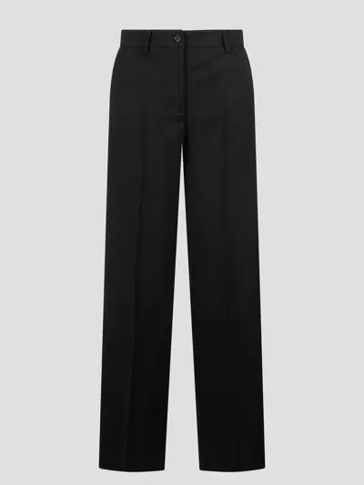 P.a.r.o.s.h Twill Wide Tailored Trousers In Black