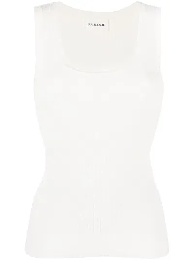 P.a.r.o.s.h U-neck Knitted Tank Top In Neutrals