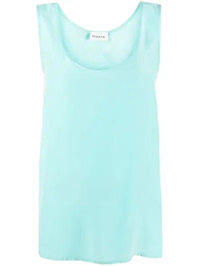 P.a.r.o.s.h U-neck Silk Vest Top In Blau