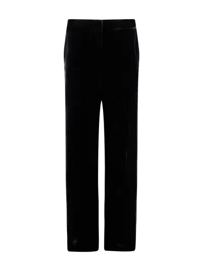 P.a.r.o.s.h Velvet Brim Trousers In Black