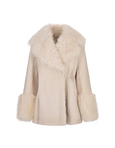 P.a.r.o.s.h White Morris Sheepskin Coat In Neutral