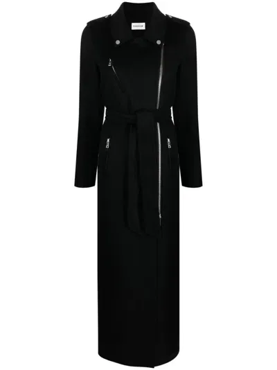 P.a.r.o.s.h Zip-detail Wool Maxi Coat In Nero