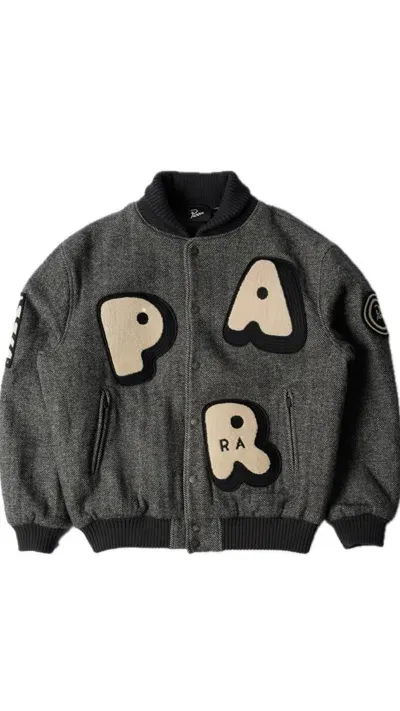 Parra Rounded Par Varsity Jacket In Gray