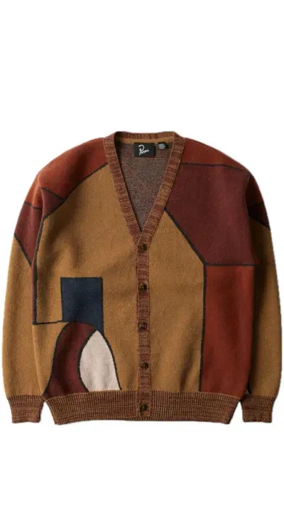 Parra Your Stupid Shed Knitted Cardigan In Brown