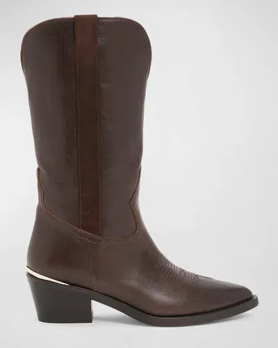 Partlow Jordana Mixed Leather Western Boots In Espresso