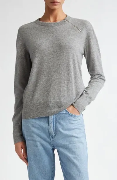 Partow Bea Zip Cashmere Sweater In Heather Grey