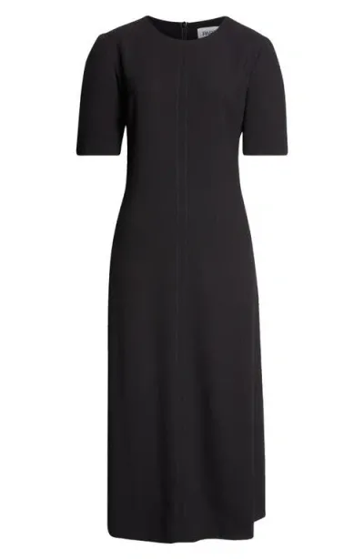 Partow Floral Wool Crepe Midi Dress In Black