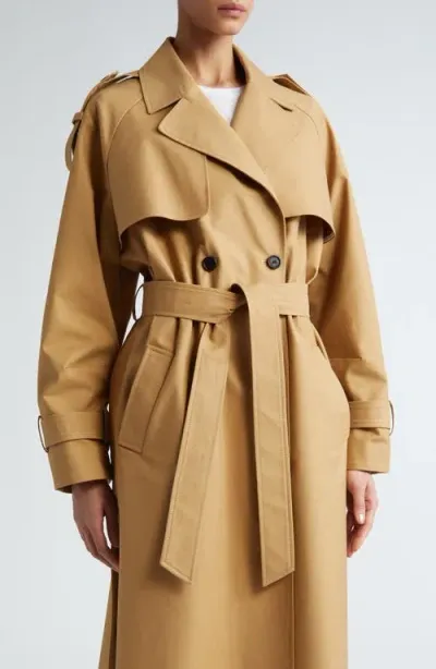 Partow Rory Bonded Cotton Trench Coat In Caramel