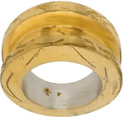 Parts Of Four Gold Narrow Chasm V2 Ring In Acid Gold