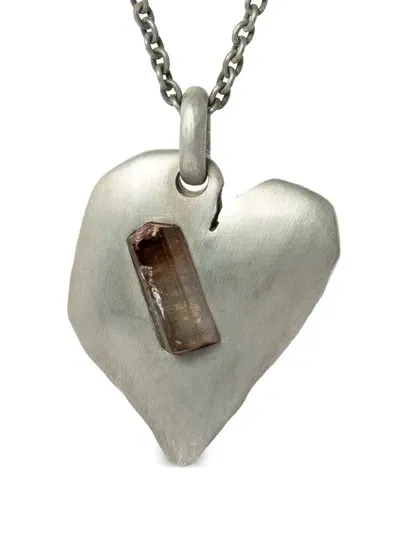 Parts Of Four Solid Heart Necklace In Silver