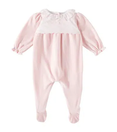 Patachou Baby Lace-trimmed Cotton-blend Onesie In Dusty Pink