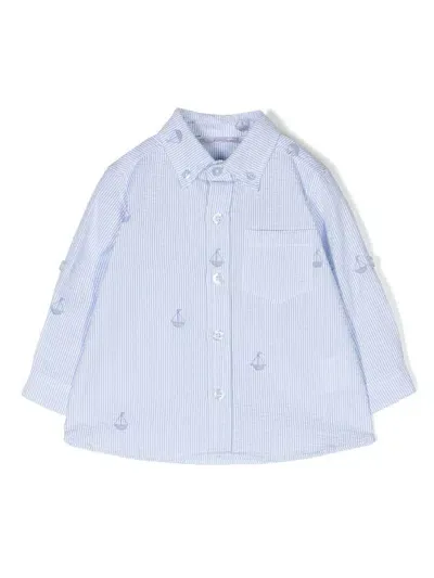 Patachou Babies' Boats Stripped Shirt In Blue